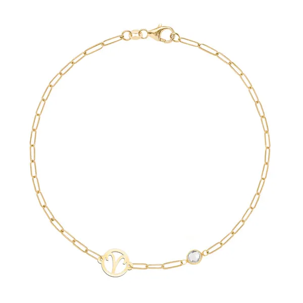 Personalized Zodiac & Birthstone Adelaide Mini Bracelet in 14k Gold sold by Haverhill