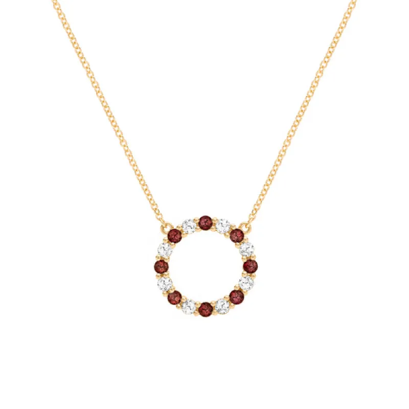 Personalized Rosecliff Circle Birthstone Necklace in 14k Gold sold by Haverhill
