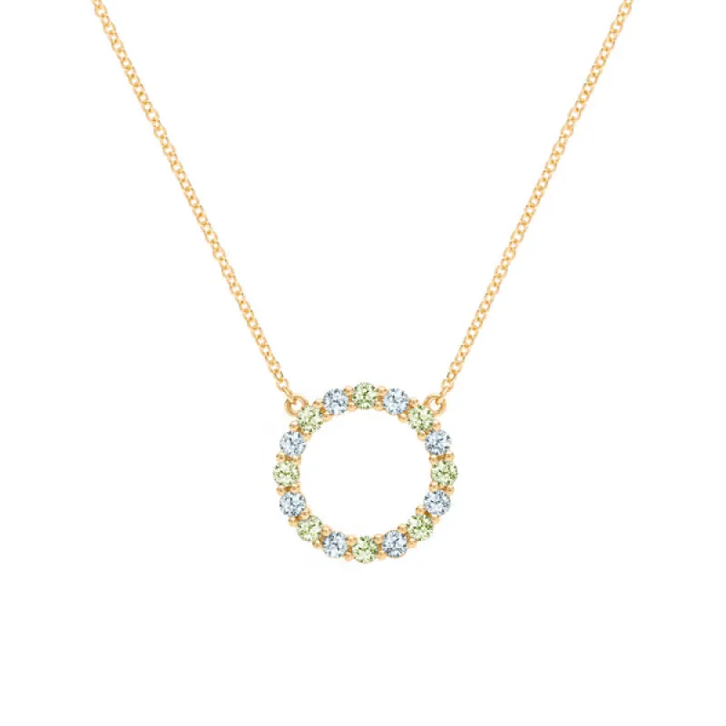 Personalized Rosecliff Circle Birthstone Necklace in 14k Gold sold by Haverhill