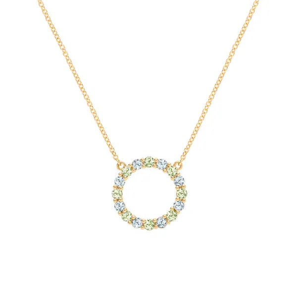 Personalized Rosecliff Circle Birthstone Necklace in 14k Gold sold by Haverhill