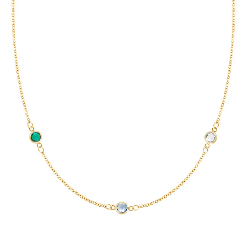 Personalized Classic 3 Birthstone Necklace in 14k Gold made by Haverhill