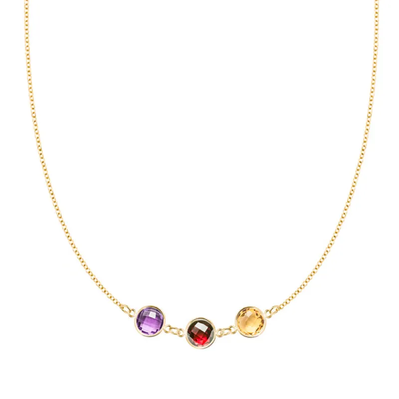Personalized Grand 3 Connected Birthstone Necklace in 14k Gold sold by Haverhill