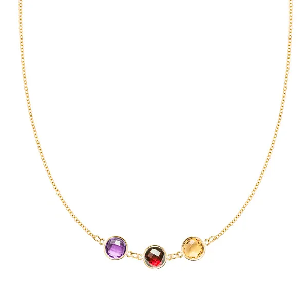 Personalized Grand 3 Connected Birthstone Necklace in 14k Gold sold by Haverhill
