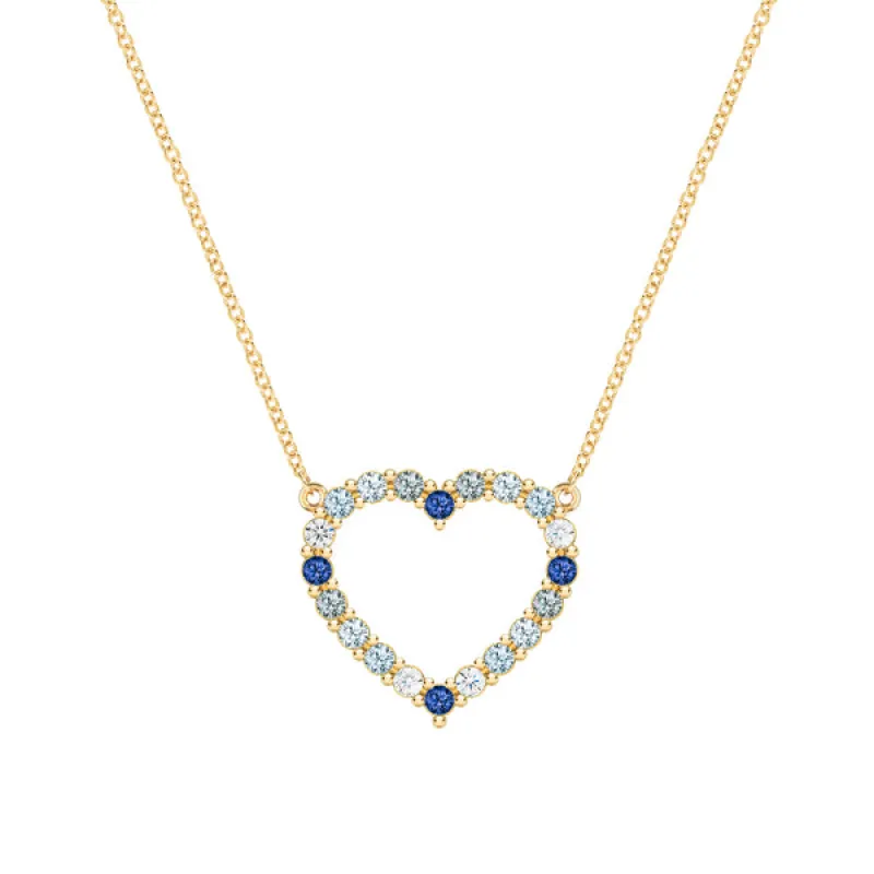 Personalized Rosecliff Heart Birthstone Necklace in 14k Gold sold by Haverhill