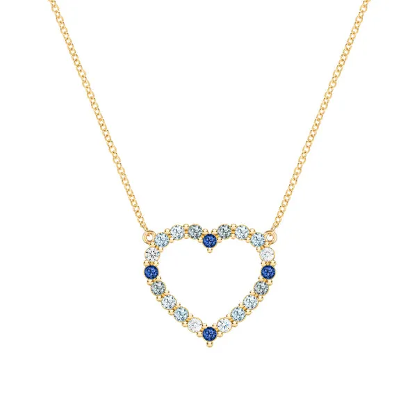 Personalized Rosecliff Heart Birthstone Necklace in 14k Gold sold by Haverhill