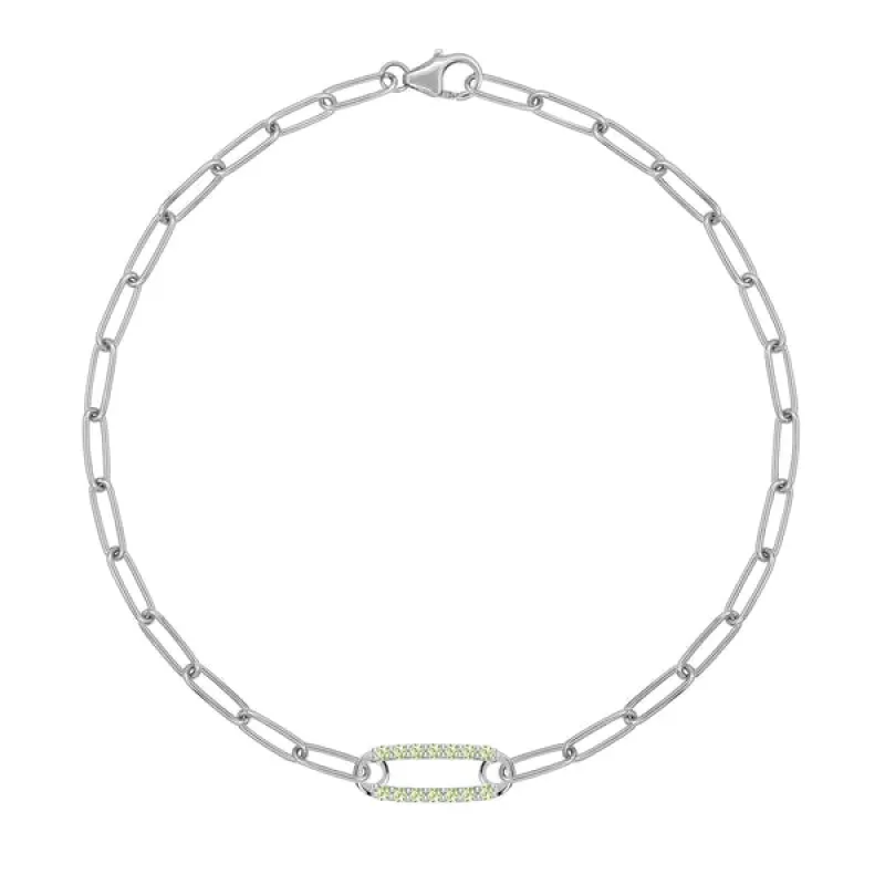 Personalized Adelaide 1 Pavé Birthstone Link Bracelet in 14k Gold sold by Haverhill