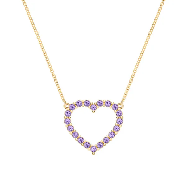 Personalized Rosecliff Heart Birthstone Necklace in 14k Gold sold by Haverhill