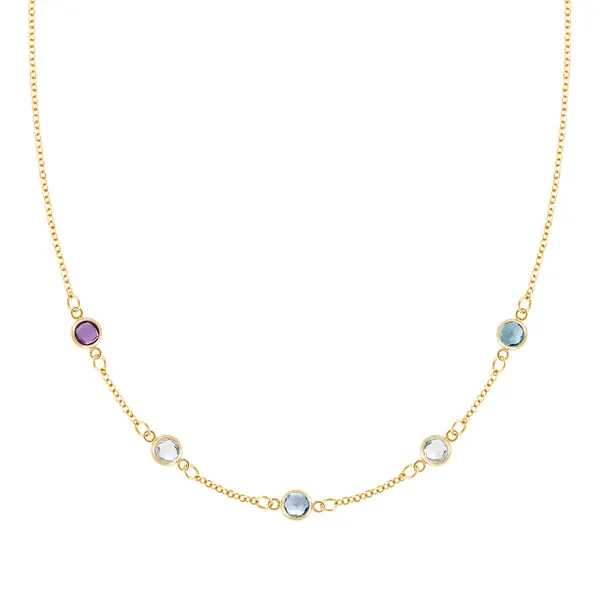 Personalized Classic 5 Birthstone Necklace in 14k Gold sold by Haverhill