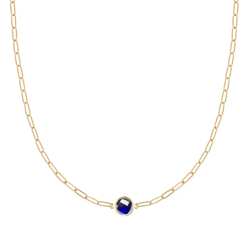 Personalized Grand 1 Birthstone Adelaide Mini Necklace in 14k Gold sold by Haverhill