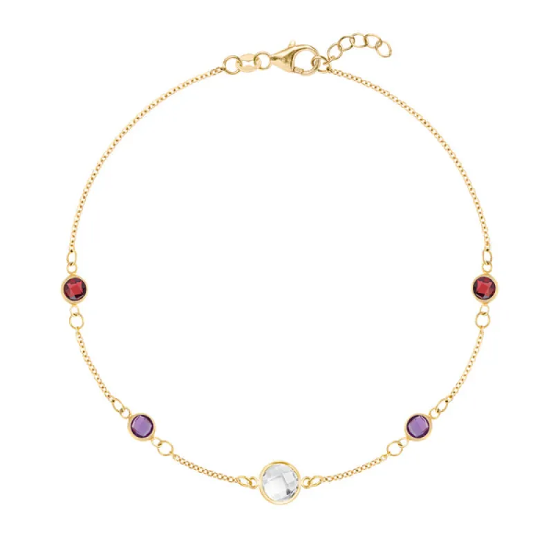 Personalized 1 Grand & 4 Classic Birthstone Bracelet in 14k Gold sold by Haverhill