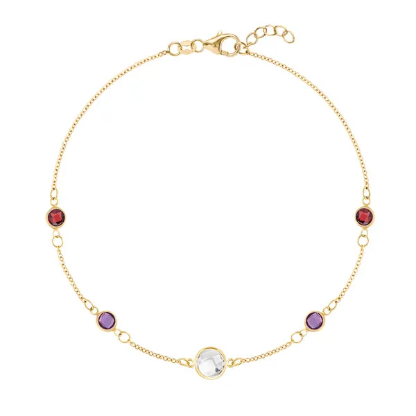 Personalized 1 Grand & 4 Classic Birthstone Bracelet in 14k Gold sold by Haverhill