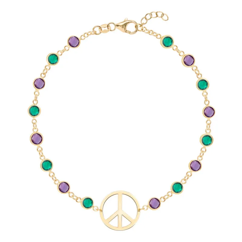 Personalized Large Peace Sign Newport Bracelet in 14k Gold sold by Haverhill
