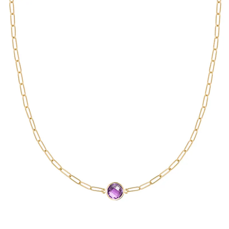 Personalized Grand 1 Birthstone Adelaide Mini Necklace in 14k Gold sold by Haverhill