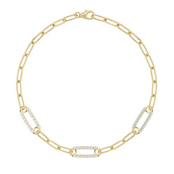 Personalized Adelaide 3 Pavé Birthstone Link Bracelet in 14k Gold sold by Haverhill