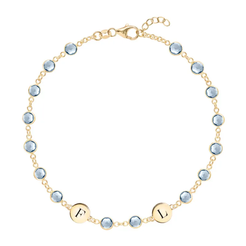 Personalized Newport 2 Letter Birthstone Bracelet in 14k Gold sold by Haverhill