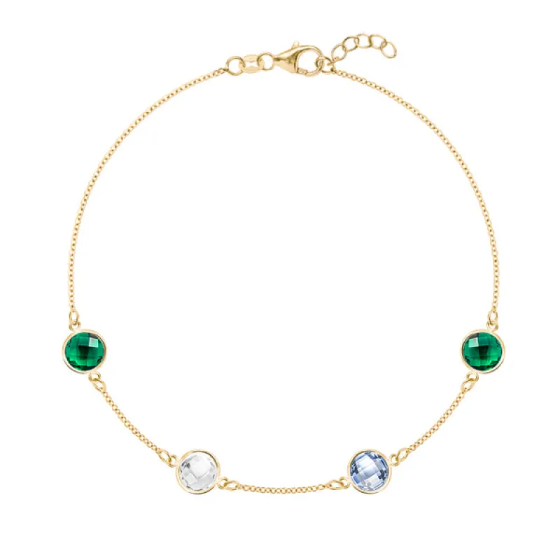 Personalized Grand 4 Birthstone Bracelet in 14k Gold sold by Haverhill