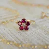 Personalized Greenwich Flower Birthstone & Diamond Ring in 14k Gold sold by Haverhill