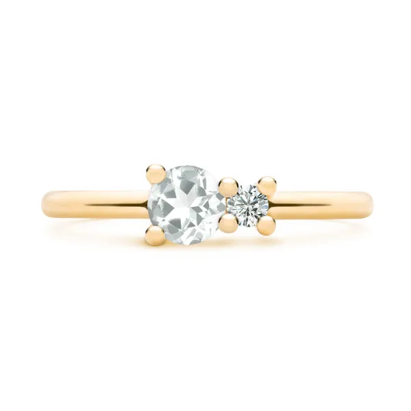Personalized Greenwich Solitaire Birthstone & Diamond Ring in 14k Gold sold by Haverhill
