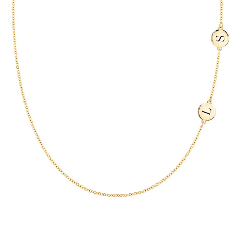 Personalized 2 Letter Necklace in 14k Gold (Double Spacing) sold by Haverhill