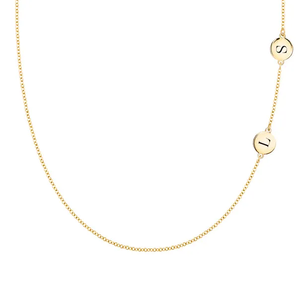 Personalized 2 Letter Necklace in 14k Gold (Double Spacing) sold by Haverhill