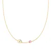 Personalized Classic 1 Letter & 1 Birthstone Necklace in 14k Gold (Single Spacing) sold by Haverhill