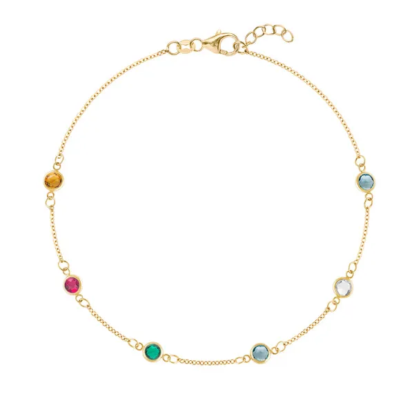 Personalized Classic 6 Birthstone Bracelet in 14k Gold sold by Haverhill
