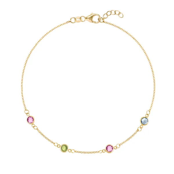 Personalized Classic 4 Birthstone Bracelet in 14k Gold sold by Haverhill