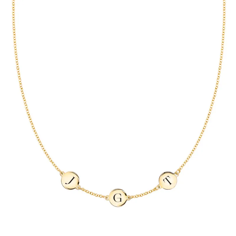 Personalized 3 Letter Necklace in 14k Gold (Single Spacing) sold by Haverhill