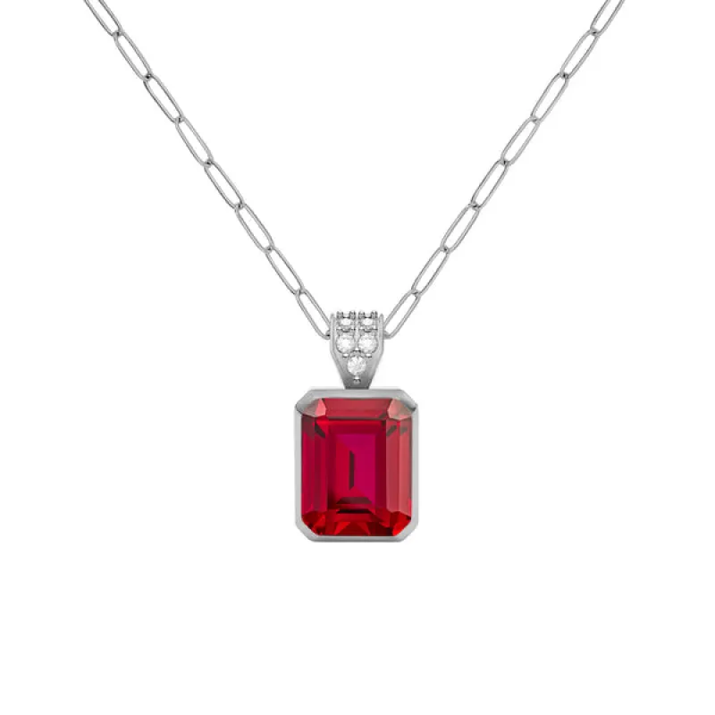 Warren Ruby Pendant with Diamond Bale in 14k Gold (July) sold by Haverhill