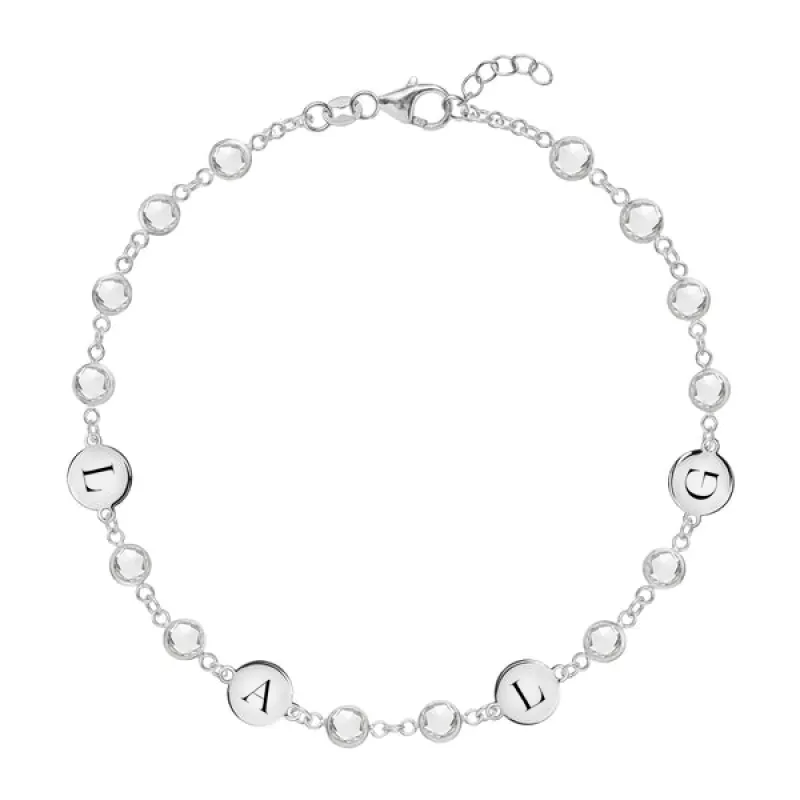 Personalized Newport 4 Letter Birthstone Bracelet in 14k Gold sold by Haverhill