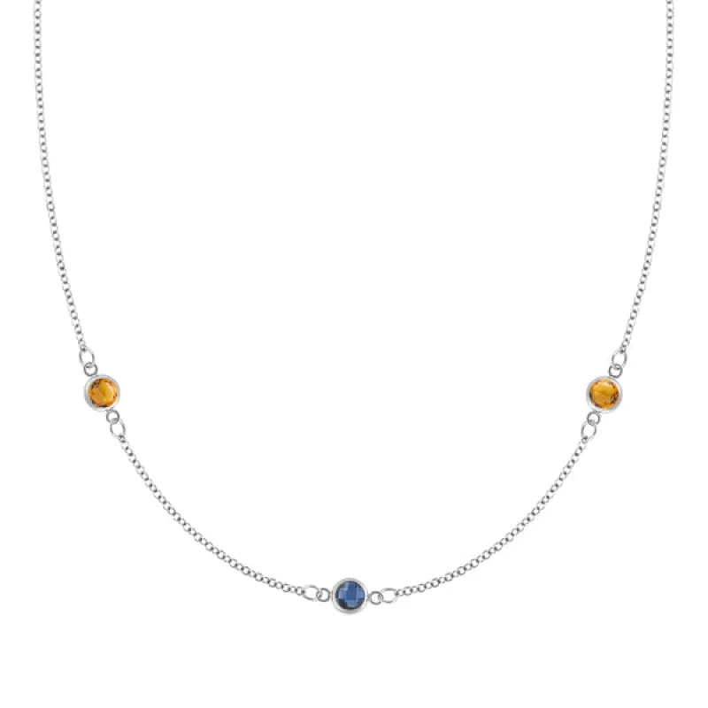 Personalized Classic 3 Birthstone Necklace in 14k Gold sold by Haverhill