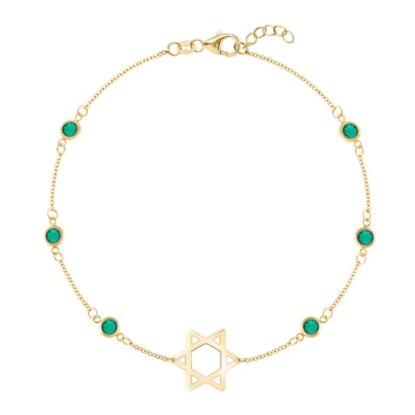 Personalized Bayberry Birthstone Star of David Bracelet in 14k Gold sold by Haverhill