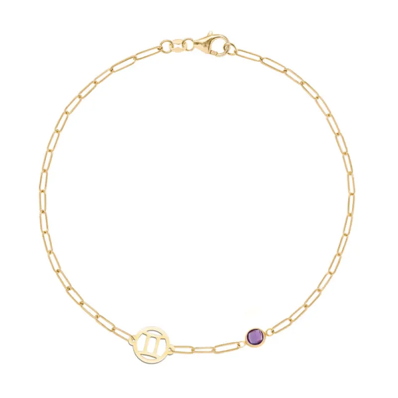 Personalized Zodiac & Birthstone Adelaide Mini Bracelet in 14k Gold sold by Haverhill