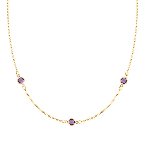 Personalized Classic 3 Birthstone Necklace in 14k Gold sold by Haverhill