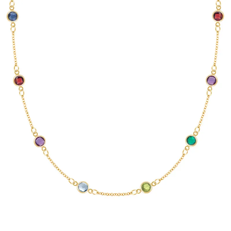 Personalized Classic 8 Birthstone Necklace in 14k Gold sold by Haverhill