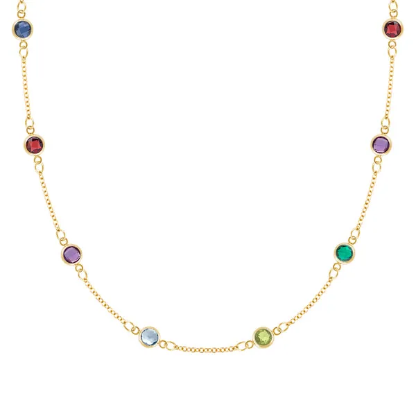 Personalized Classic 8 Birthstone Necklace in 14k Gold sold by Haverhill