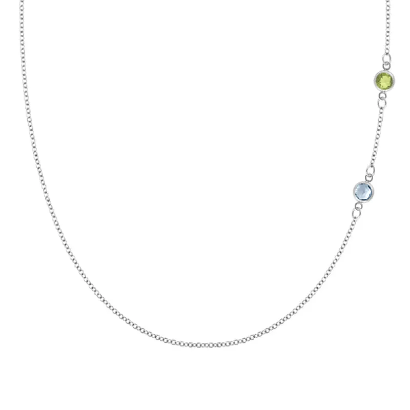 Personalized Classic 2 Birthstone Necklace in 14k Gold sold by Haverhill