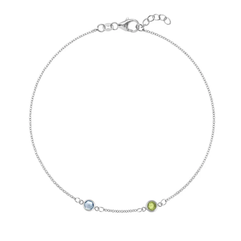 Personalized Classic 2 Birthstone Bracelet in 14k Gold sold by Haverhill