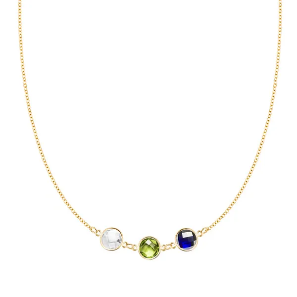Personalized Grand 3 Connected Birthstone Necklace in 14k Gold sold by Haverhill