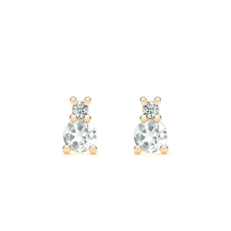 Personalized Greenwich Solitaire Birthstone & Diamond Earrings in 14k Gold sold by Haverhill
