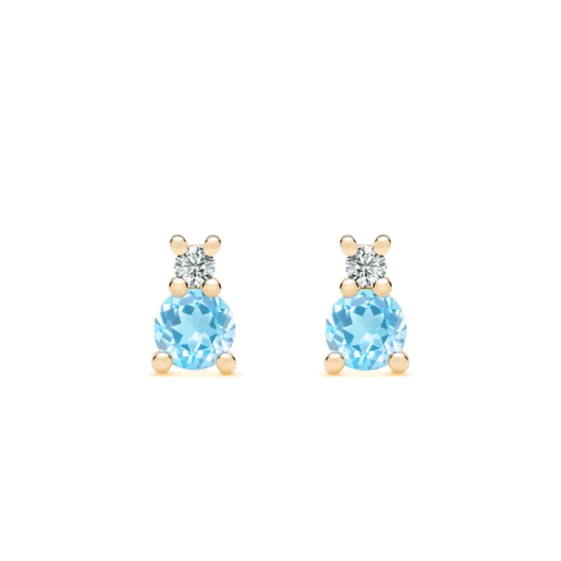 Personalized Greenwich Solitaire Birthstone & Diamond Earrings in 14k Gold sold by Haverhill