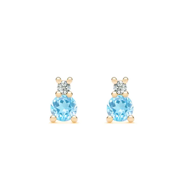 Personalized Greenwich Solitaire Birthstone & Diamond Earrings in 14k Gold sold by Haverhill
