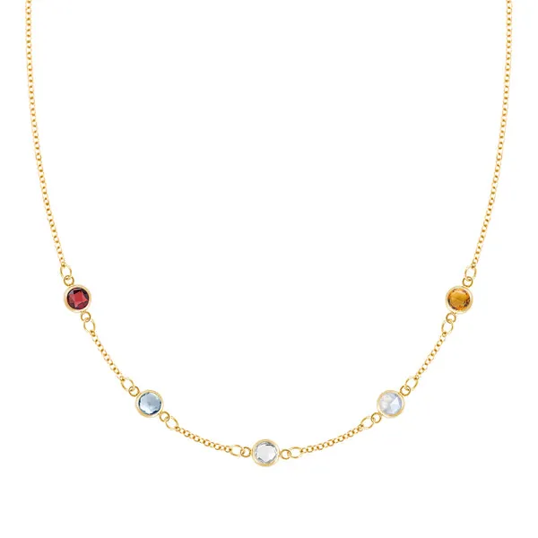 Personalized Classic 5 Birthstone Necklace in 14k Gold sold by Haverhill