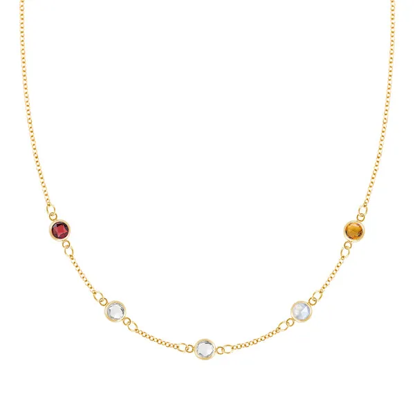 Personalized Classic 5 Birthstone Necklace in 14k Gold sold by Haverhill