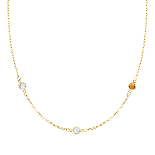 Personalized Classic 3 Birthstone Necklace in 14k Gold sold by Haverhill
