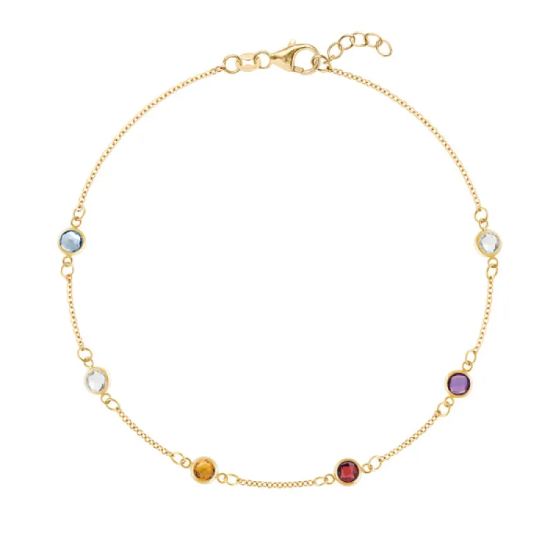 Personalized Classic 6 Birthstone Bracelet in 14k Gold sold by Haverhill