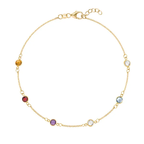 Personalized Classic 6 Birthstone Bracelet in 14k Gold sold by Haverhill