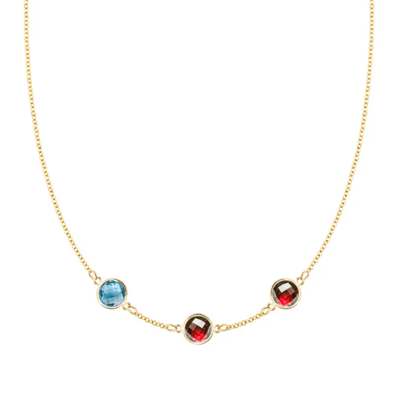 Personalized Grand 3 Birthstone Necklace in 14k Gold sold by Haverhill