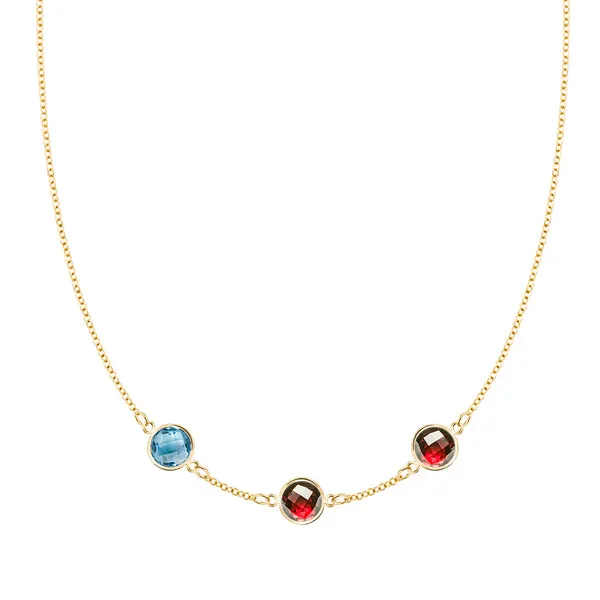 Personalized Grand 3 Birthstone Necklace in 14k Gold sold by Haverhill