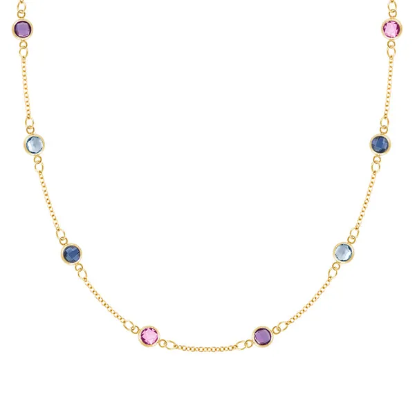 Personalized Classic 8 Birthstone Necklace in 14k Gold sold by Haverhill